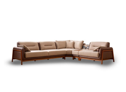 Luxury Corner sofa L-shape Beige Living room Furniture Couch Multifunction Couches Modern